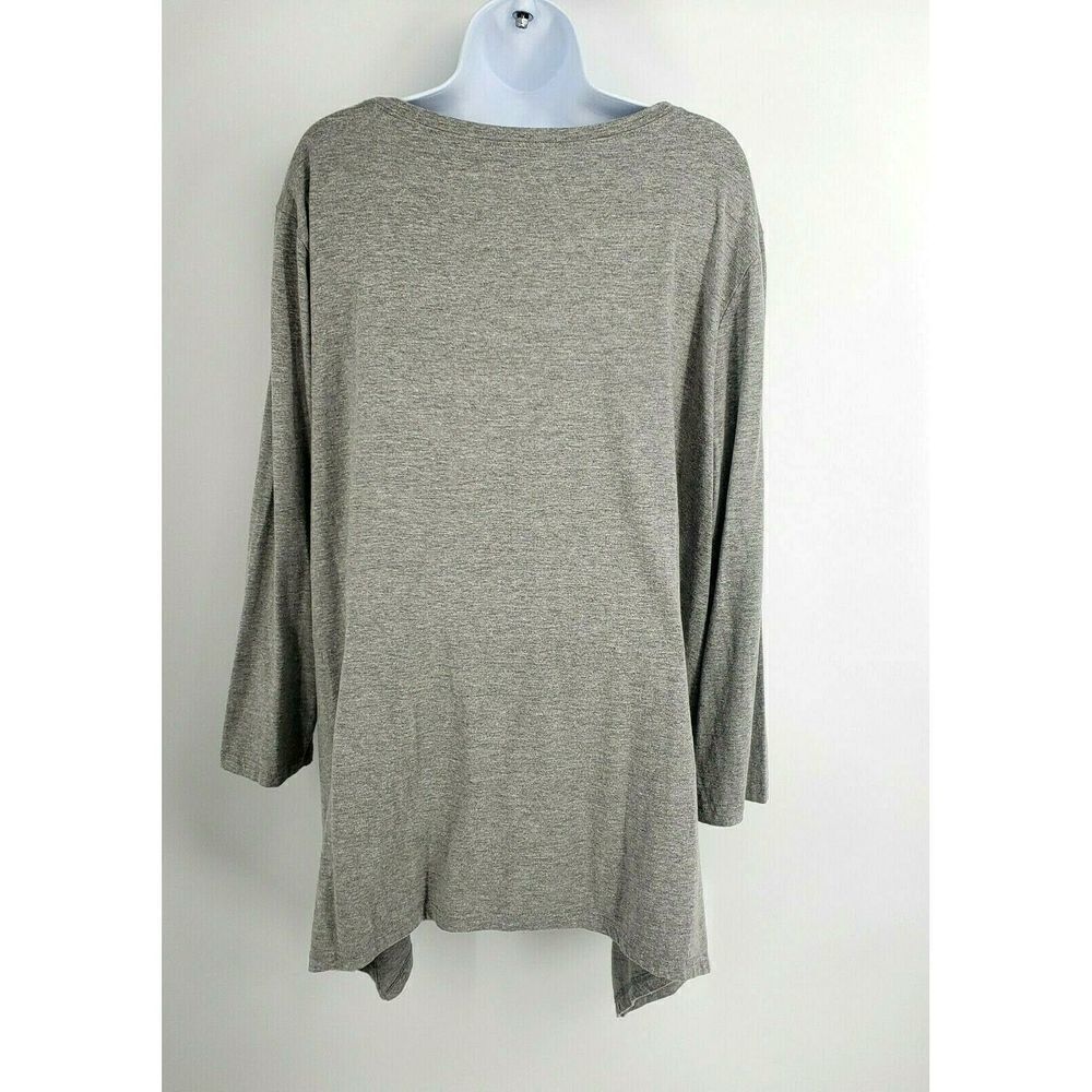 LA Cera Floral Embroidery Shirt Gray Long Sleeve - Picture 3 of 10